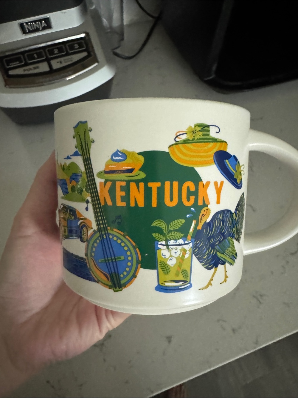Starbucks Kentucky Ceramic Mug - Cream, Green, Orange, Blue